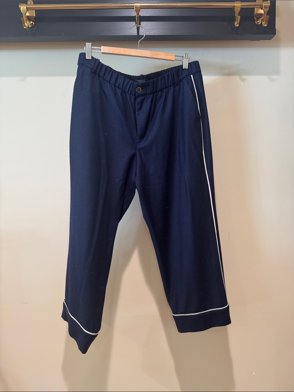 J. Crew Navy Jogger Pants with White Side Piping